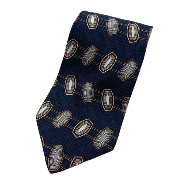 Oleg Cassini Blue Ovals Tie Necktie Traditional - Picture 1 of 4